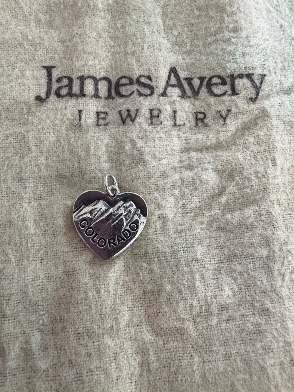 James Avery Silver Heart Charm with Colorado Mountain Detail